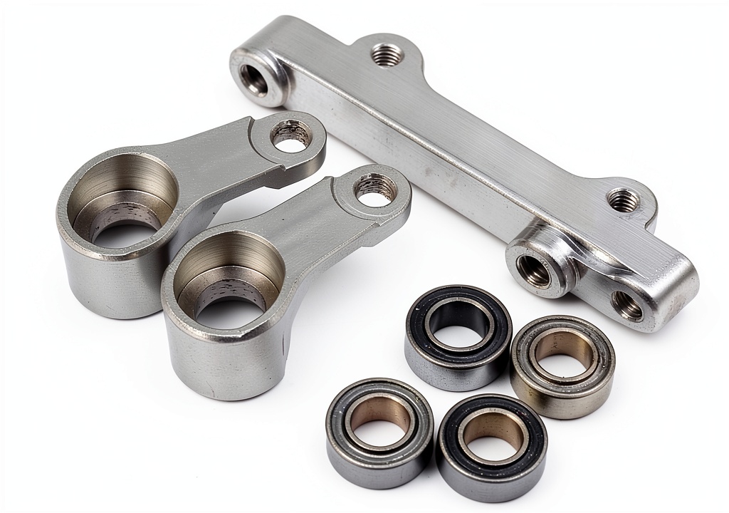 Installing Losi 1/18 Mini‑T 2.0 Aluminum Drag Link on a wooden workbench