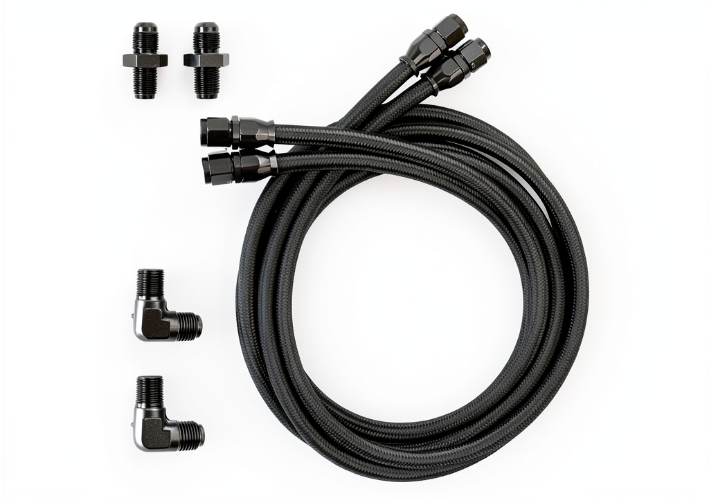 Installing Transmission Cooler Hose Kit BLKGJTF Black 700R4 on a wooden workbench